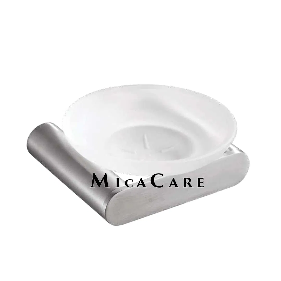 Wall Mounted SS304 Stainless Steel Frame Glass Soap Dish for Bathroom Countertop