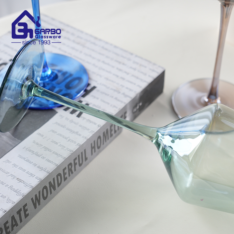 Handmade Craft Elegant 410ml 14.5oz Wine Glass Cup with Stem Colored Wine Glass Goblet