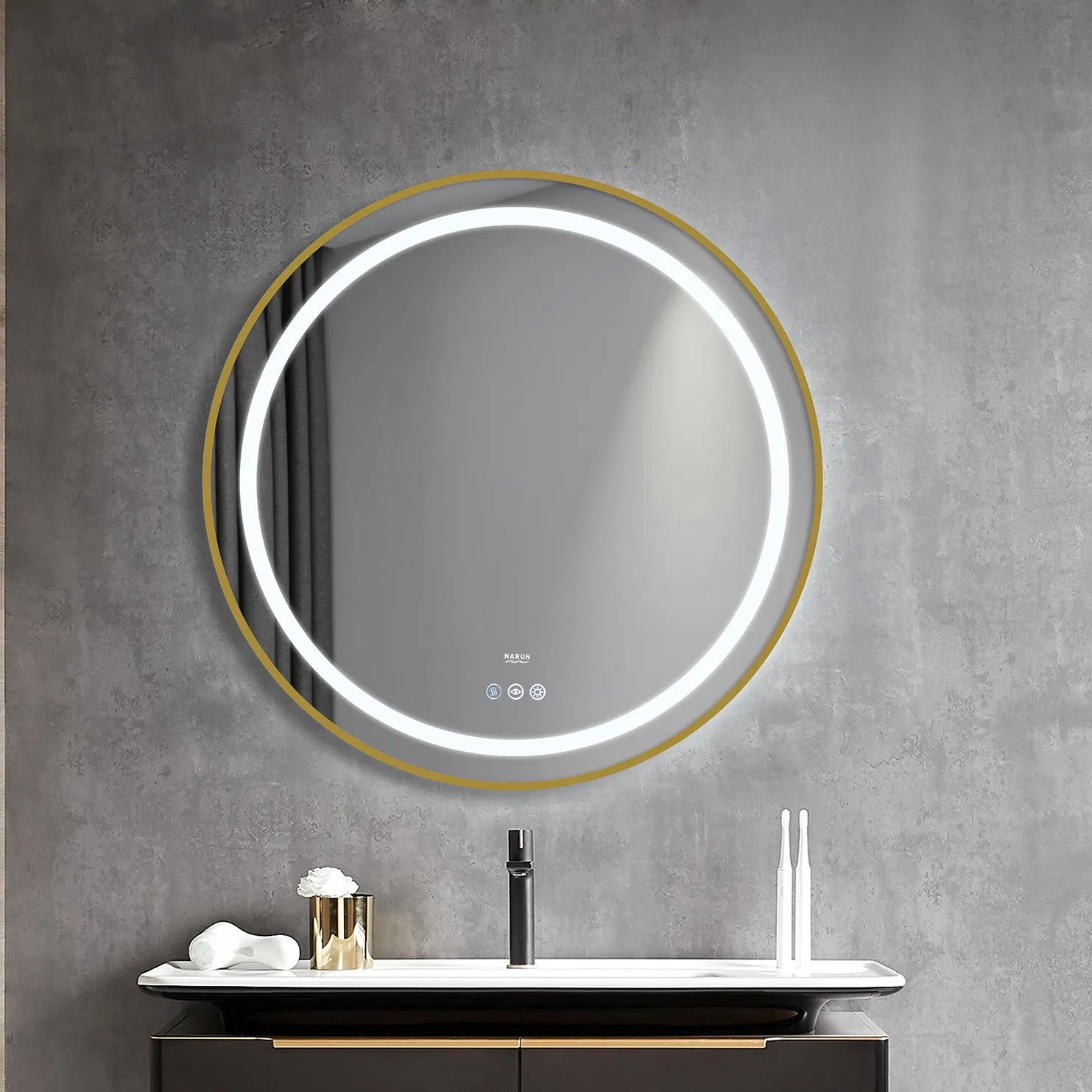 70X70 Space-Saving Contemporary Backlit Round LED Bathroom Mirror with SAA for Hotel