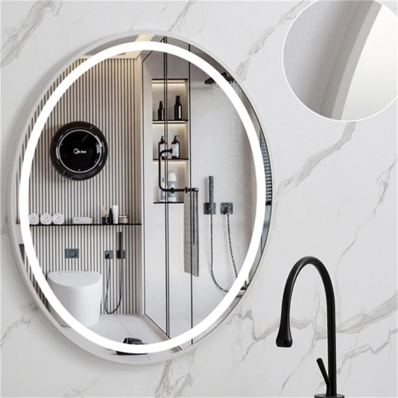 Wholesale Luxury Wall Mounted LED Mirror with Gold Aluminum Frames