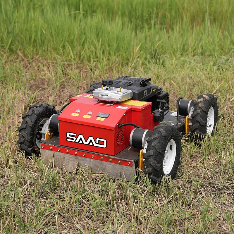 Multifunctional Remote Control Wheel Grass Cutter 4-Stroke Robot Small Robotic Garden RC Lawn Mower