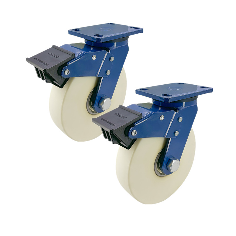 China 2000kgs Load Nylon Caster Wheel with Blue Fork Manufacturers Extra Loading