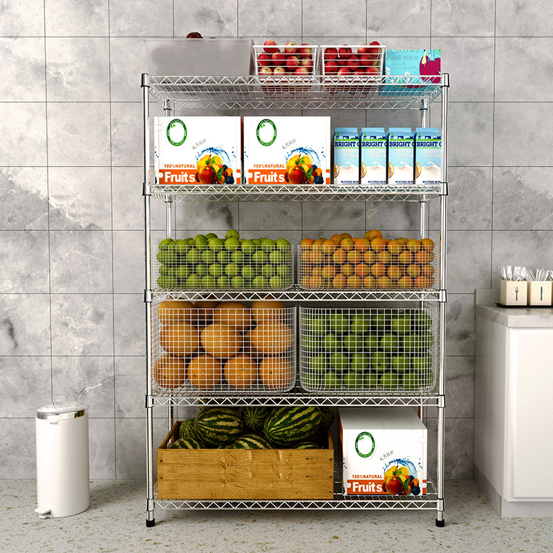 Metal Steel Chrome Shelving with Wheel Heavy Duty Chrome Storage Display Rack