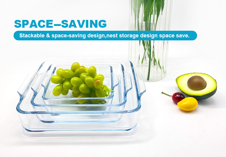 450ml/800ml/1500ml Square Borosilicate Glass Bakeware for Oven & Microwave Use Easy-to-Handle, Freezer Dishwasher Safe Glass Baking Dish, Glass Baking Tray