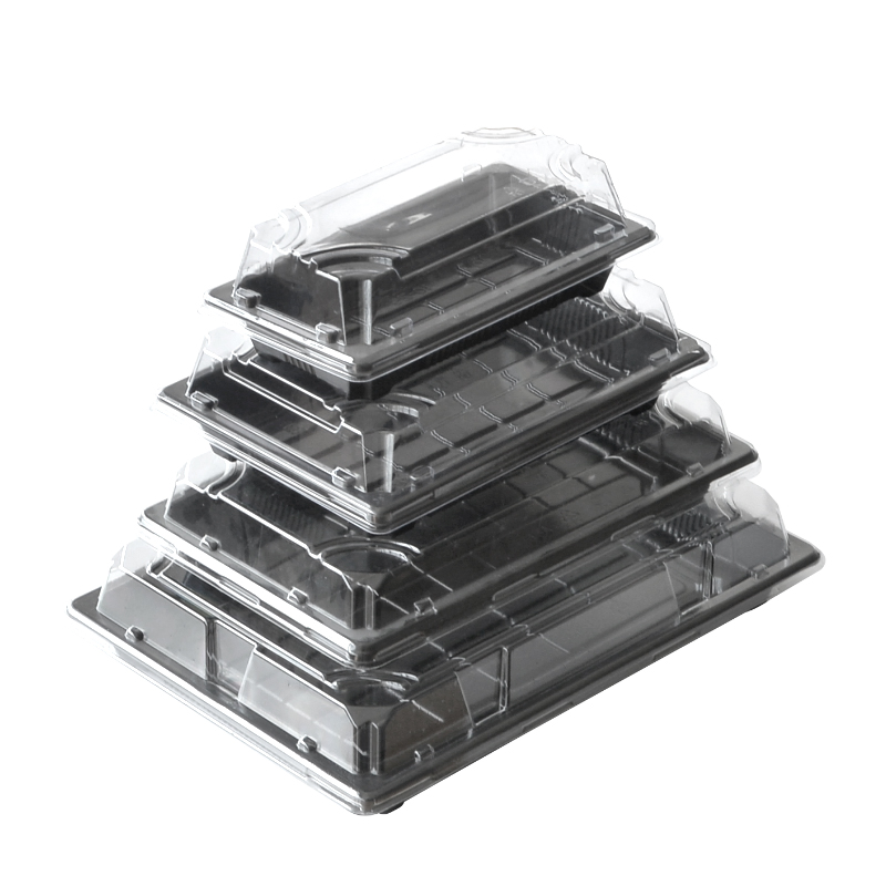 Unisupply Disposable Plastic Food Packaging Sushi Party Tray Sushi Box with Clear Lid