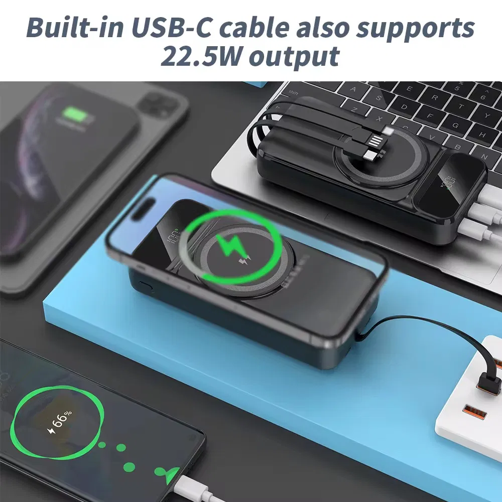 Пауэрбанк 20000 mAh с беспроводной зарядкой и дисплеем