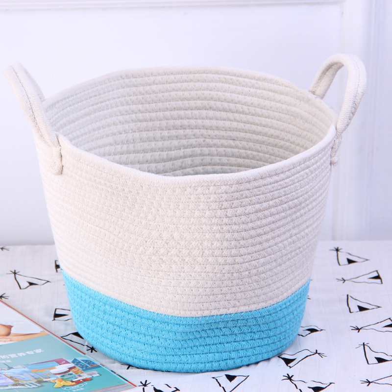 Woven Cotton Rope Large Storage Basket Organizing Nursery Basket with Handles