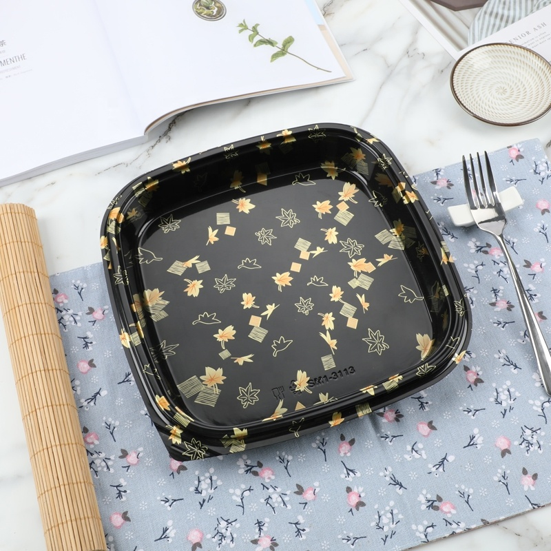 Square Large Capacity Food Grade Plastic Food Packaging Container for Sushi