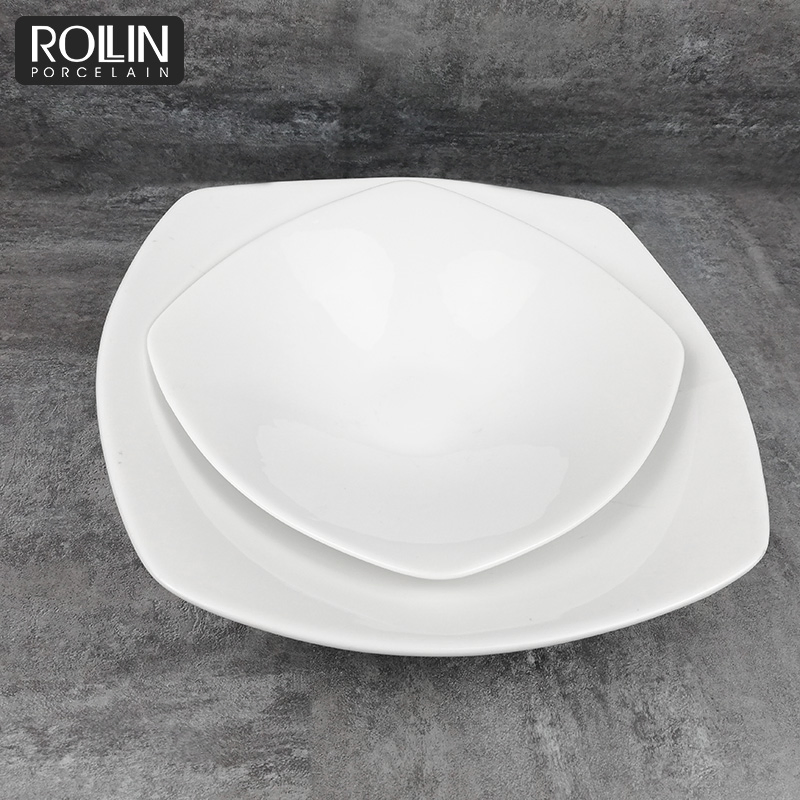 Wholesale Square Nice Porcelain Shallow Square Salad Bowl