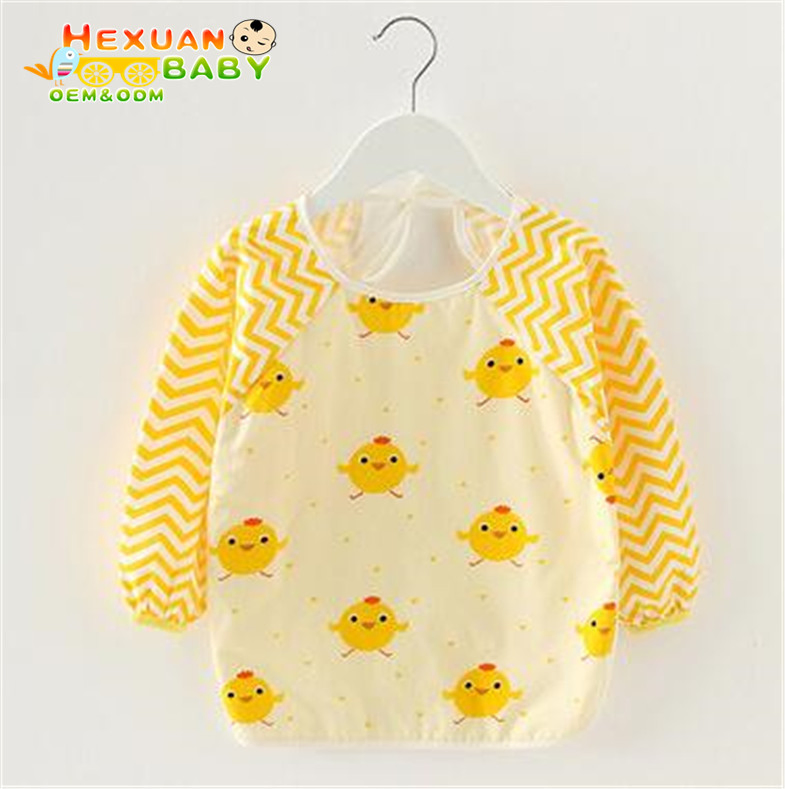 Waterproof Cotton Baby Bibs with Full Sleeve Design for Easy Feeding