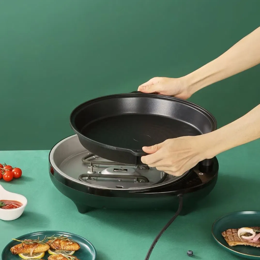 Multifunctional Electric Pizza Frying Grill Pan for Cooking Removable Pan