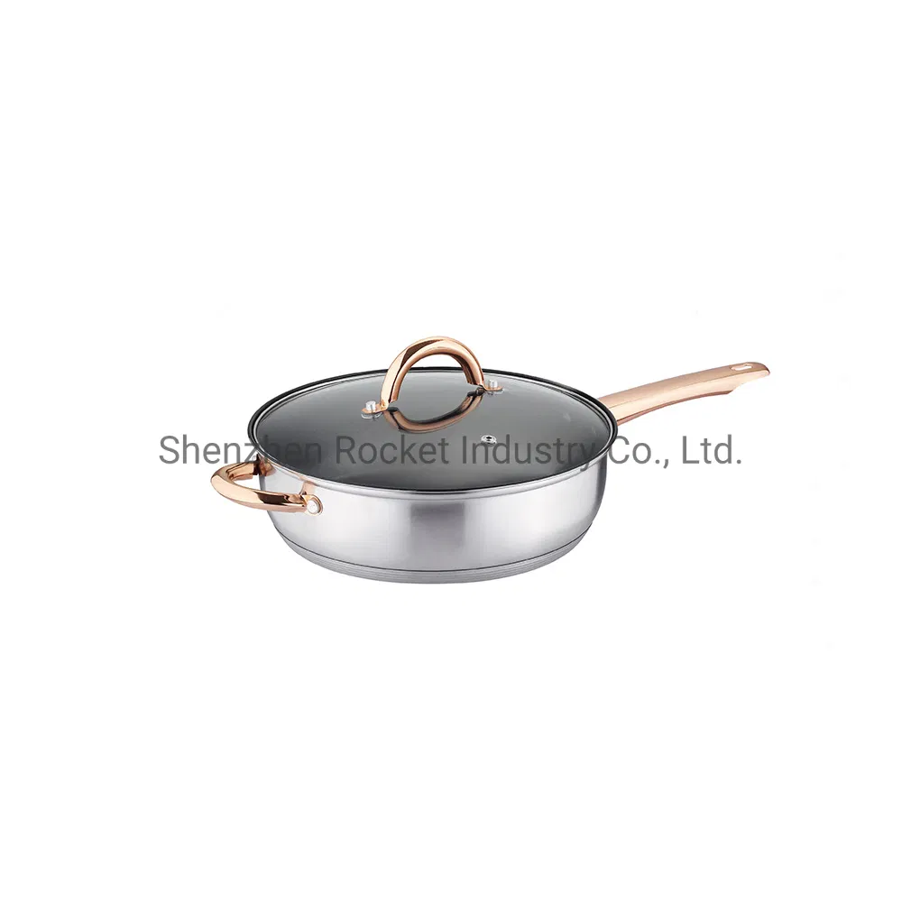 China Stainless Steel Casserole Cooking Pot Cookware Set with Nonstick Frying Pan