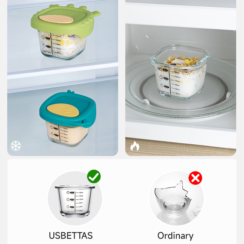 Two Sizes Baby High Borosilicate Glass Food Container Infant Feeding Bowl