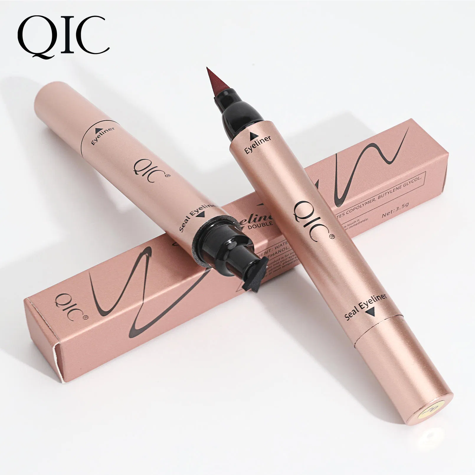 Spot Color Seal Eyeliner Pen Double Head Is Not Easy Decolorization Anti-Sweat Non Blooming Model Q628 English Packaging Made in China