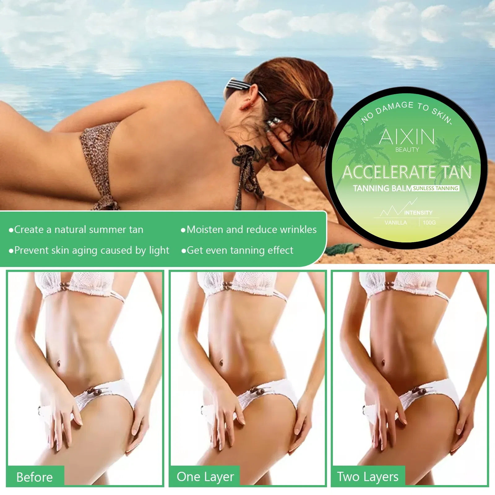 Aixin Private Label Vanilla More Natural and Long-Lasting Skin Tone Tanning Lotion