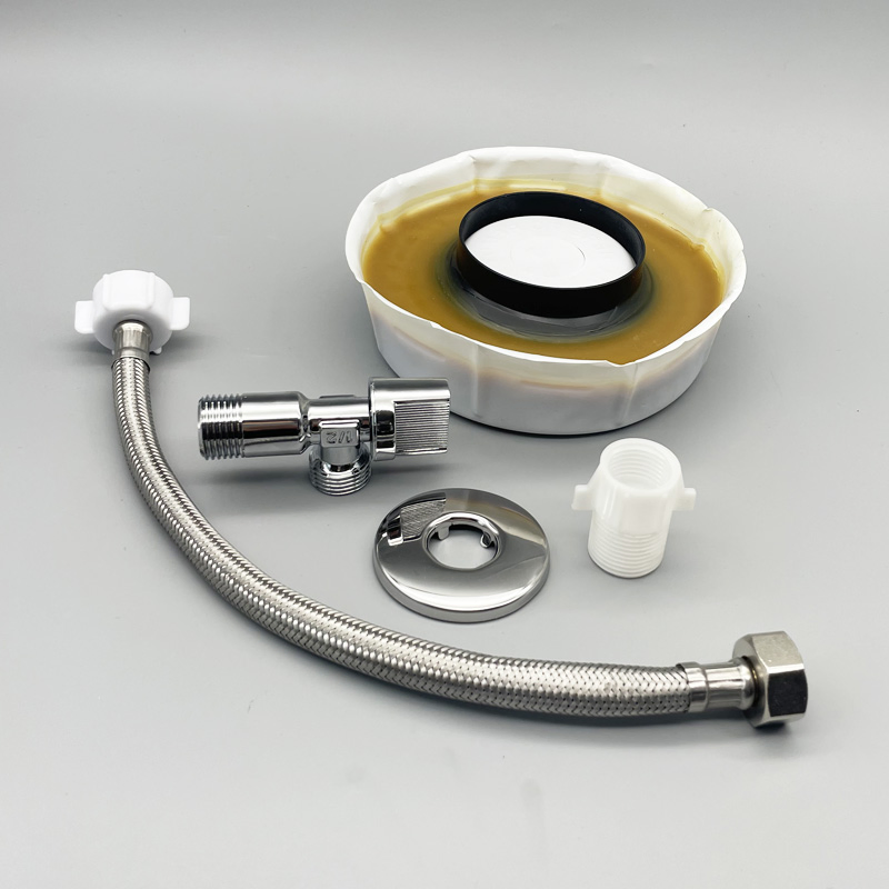 Construction Accessories Wc Installation Kit Toilet Gasket with Flexible Hose Angle Valves Toilet Fitting