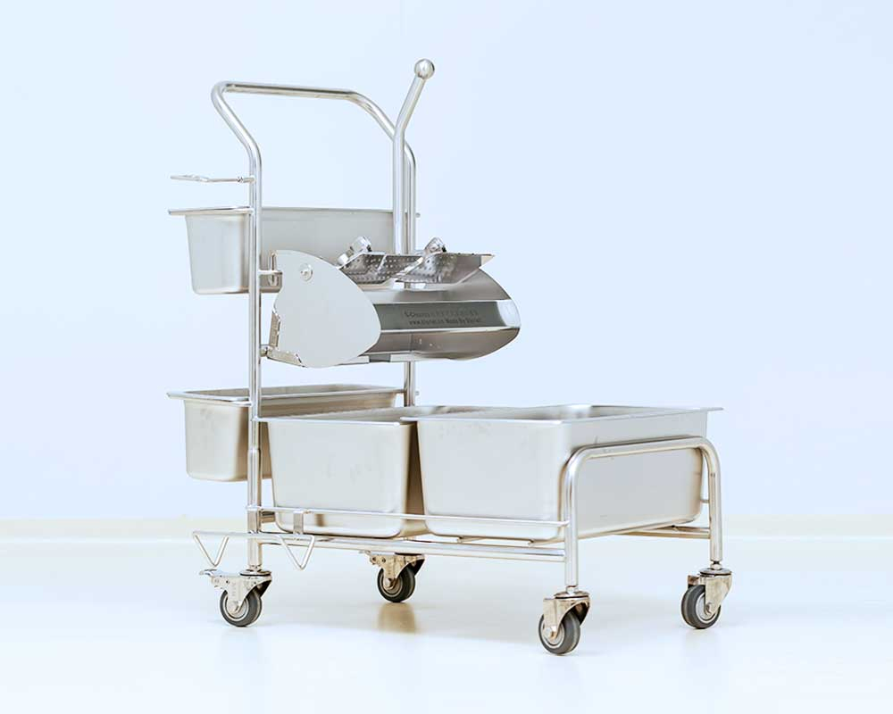 Cleanroom Stainless Steel Autoclavable 2 Bucket Trolley