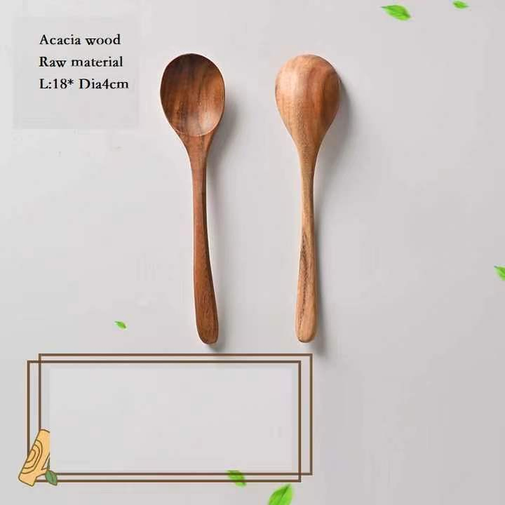 Wholesale Wooden Kitchen Utensil 18cm Wood Cutlery Spoon