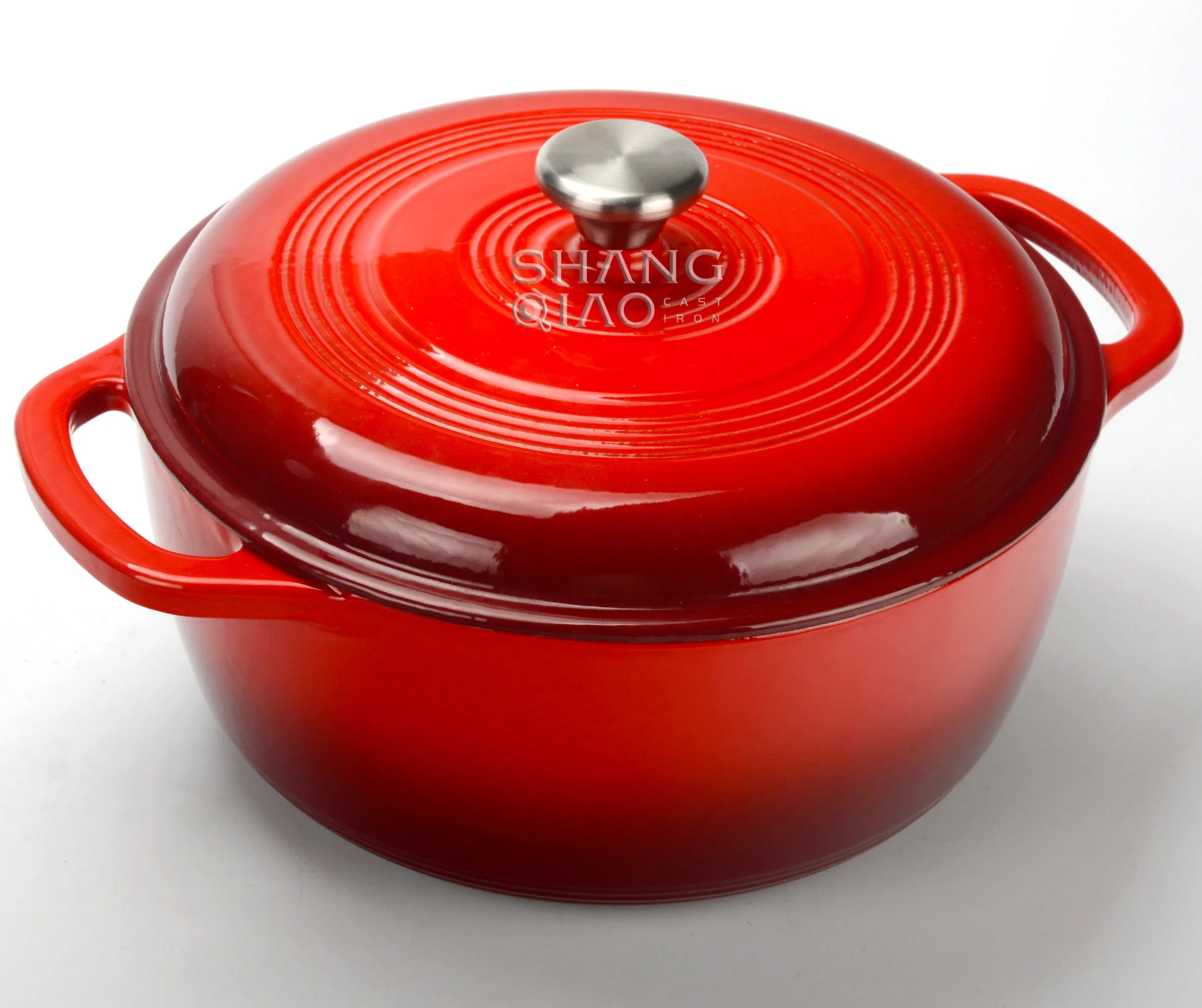 Чугунная эмалированная жаровня 6 кварт, круглая