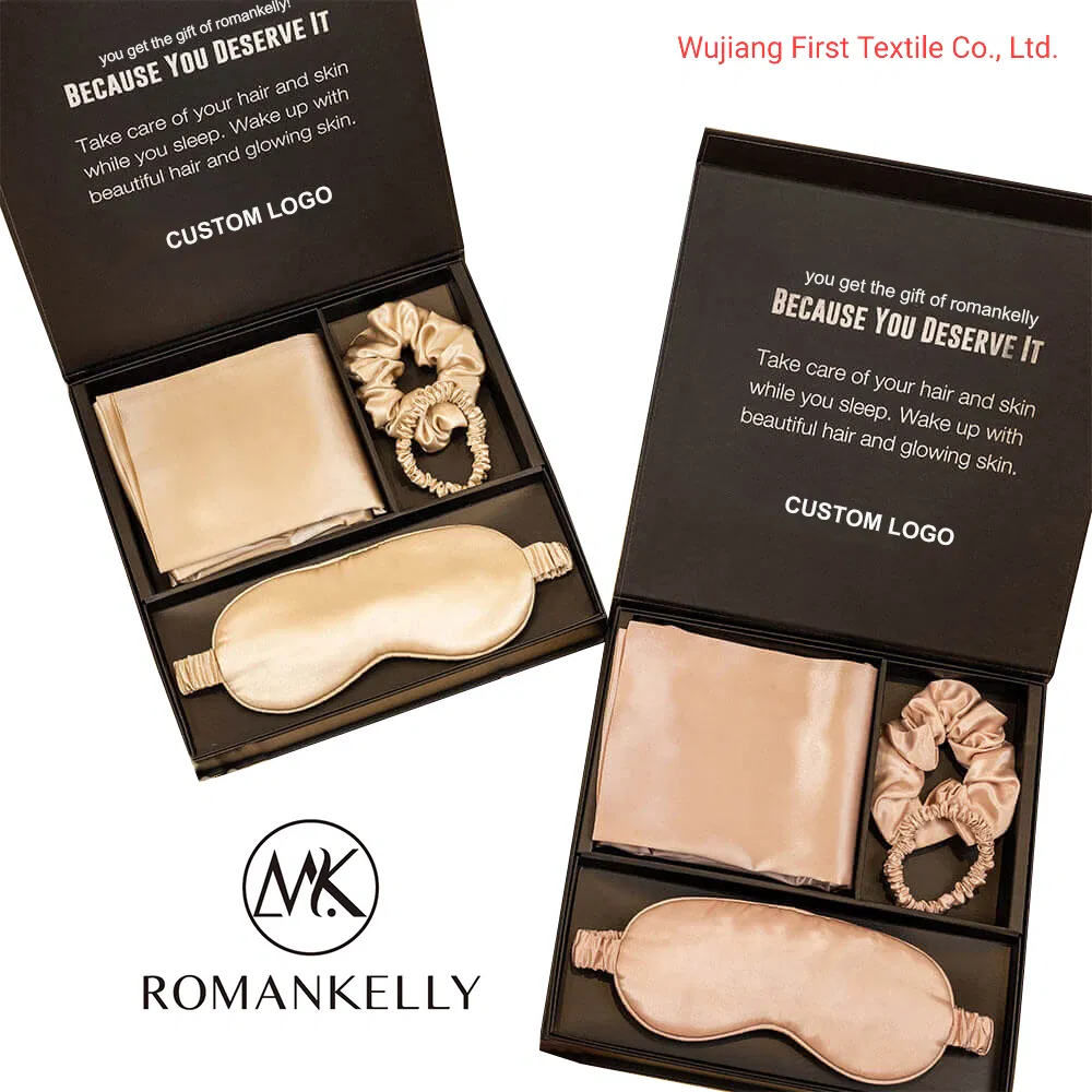 Wholesale Luxury Travel Hotel Home Office Customs 6A Grade 100% Mulberry Silk Satin 19mm 22mm Silk Pillowcase Gift Set with Eye Mask