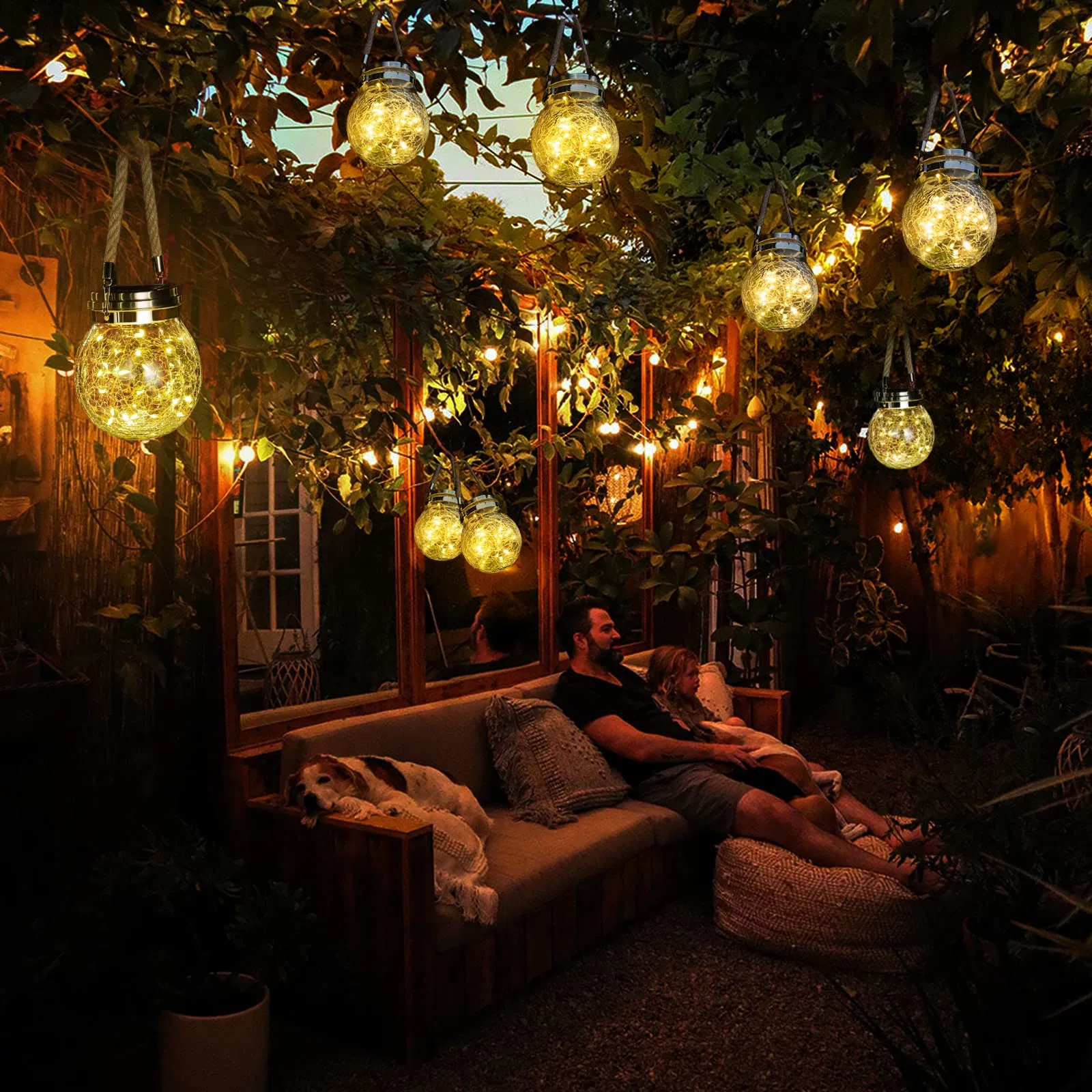 Hanging Solar Lantern LED Waterproof Garden Decor Patio Decorative Backyard Garden Ornaments