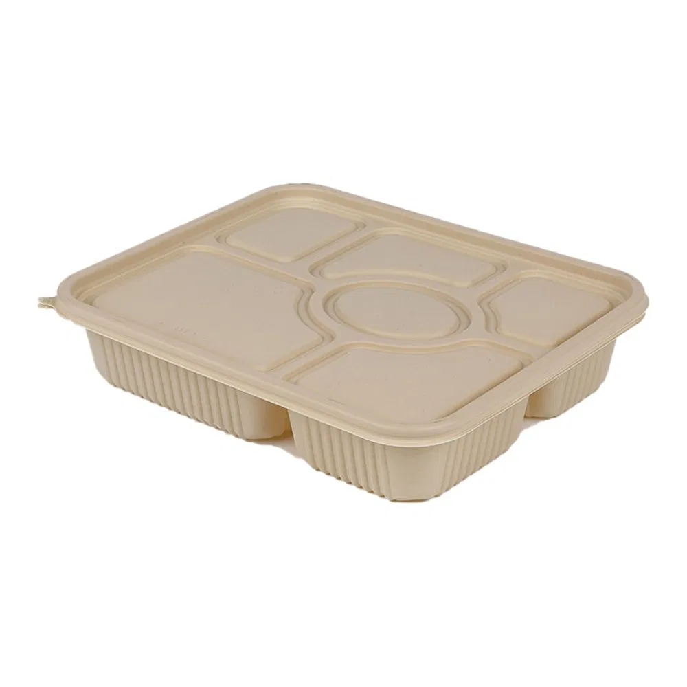 Pha Material Beige PLA Takeout Portion Control Box for Corporate Cafeteria Use