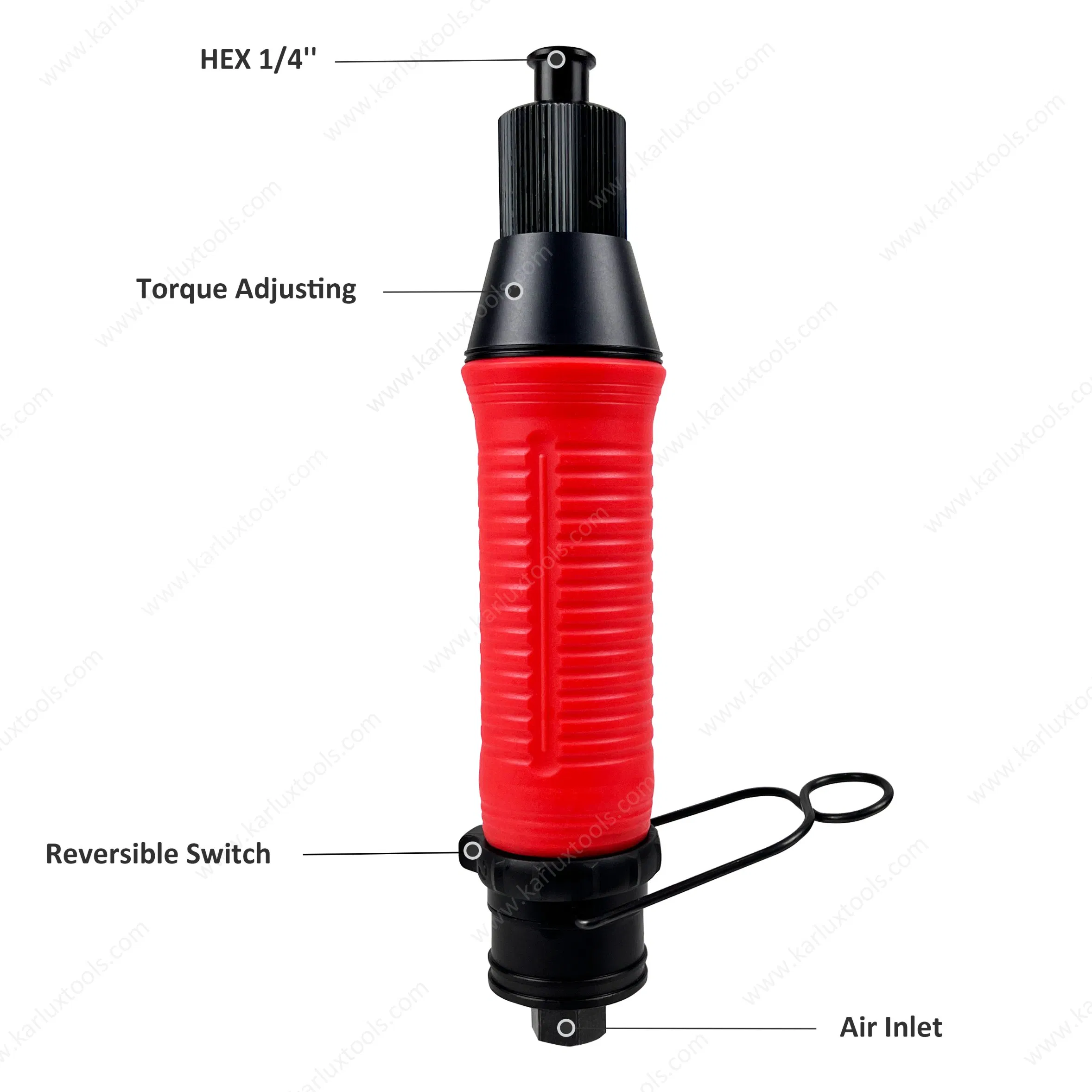 250rpm Torque Range 50-280kgf-Cm Hex 1/4" Pneumatic Assembly Tool Reversible Screwdriver Straight Air Shut-off Screwdriver