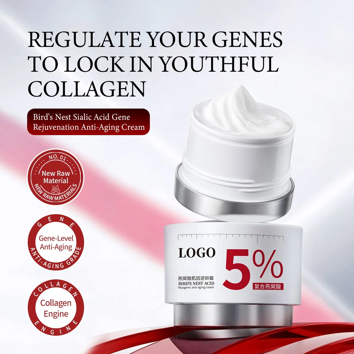 OEM/ODM Contour Reshaping Firming & Line Reducing Anti-Glycation 5% Complex Sialic Acid Patented PRO-Xylane Peptide Matrix Gene Anti-Aging Collagen Cream