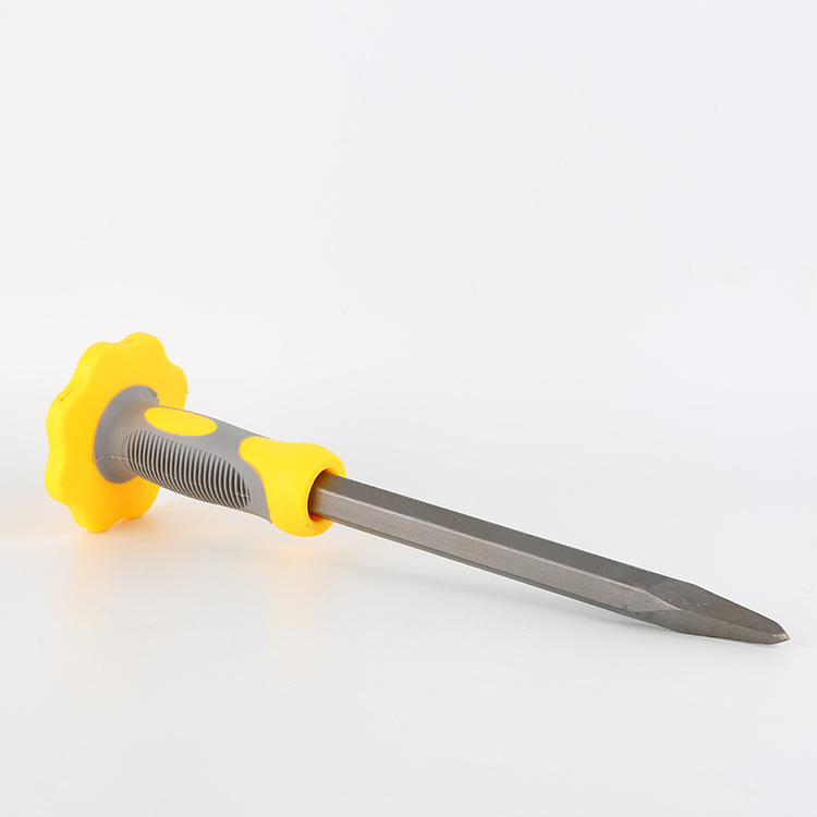 Electroplated High Carbon Steel Spray Plastic Plum Blossom Two-Color Handle Masonry Chisel