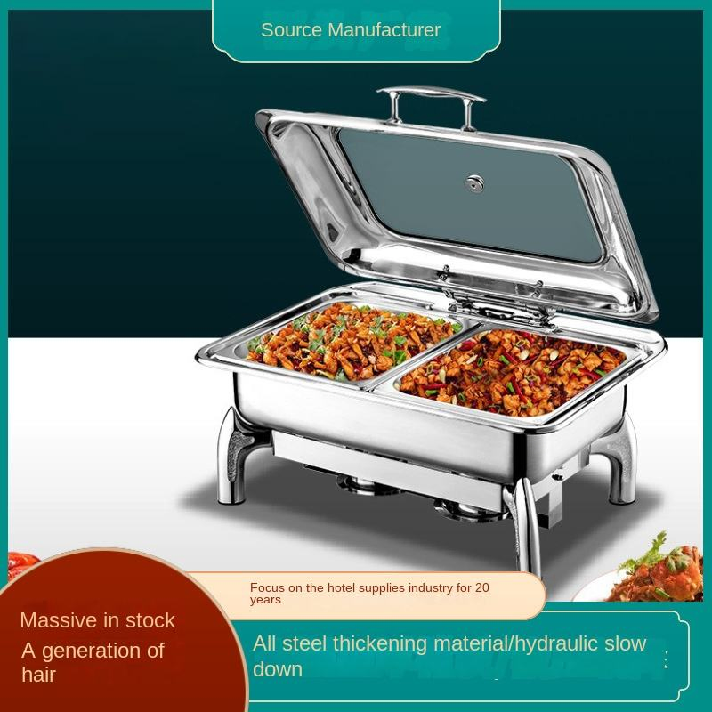 Tableware Essential Hydraulic Hotel Buffet Stove with Stainless Steel Visual Insulation Electric Alcohol Heating Buffet Stove