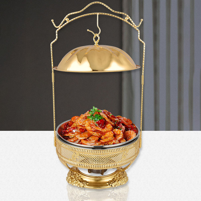 Stainless Steel Alcohol Stove Lace Gold Hotel Breakfast Buffet Burner Chafing Dish Heater