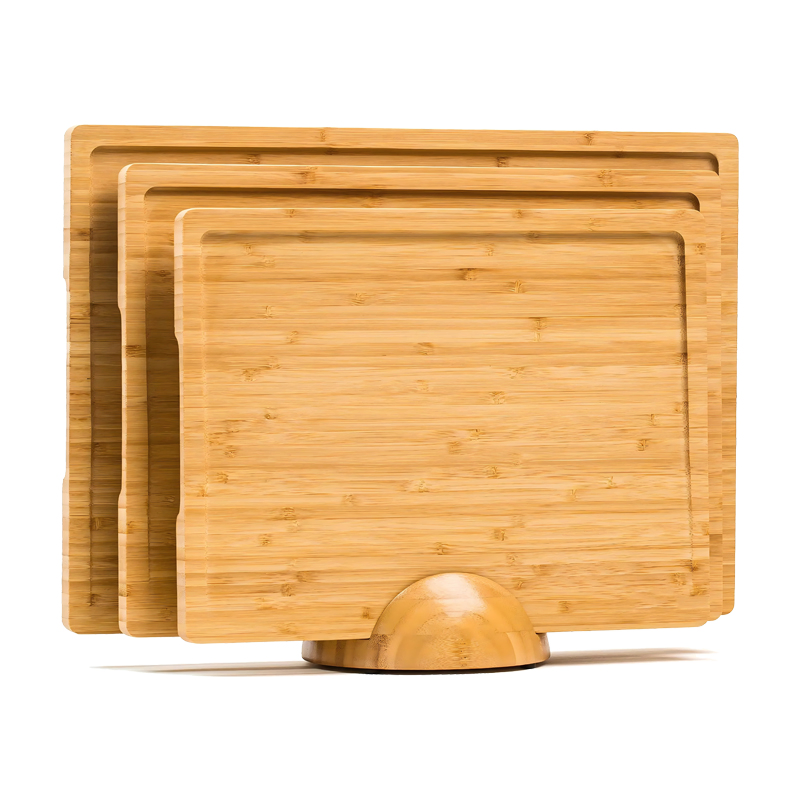 3-Piece Bamboo Wooden Cutting Chopping Board Set for Meat Cheese Bread Serving