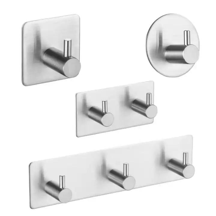 Self Adhesive Towel Robe Hook Wall Stainless Steel Metal S Shape Hook