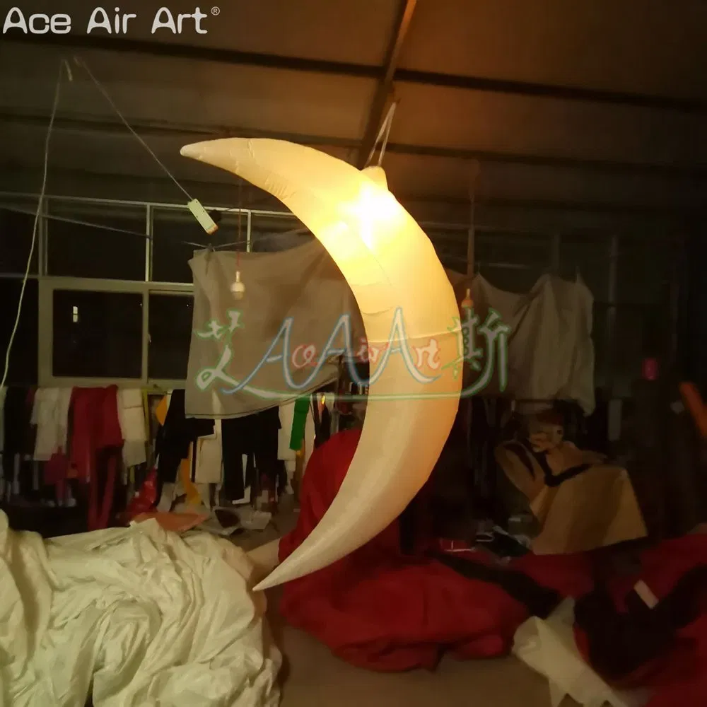 2mh or Custom Party Decoration Inflatable Crescent Moon LED Lighting Air Luna Balloons Ceiling Moons for Stage/Event/Wedding