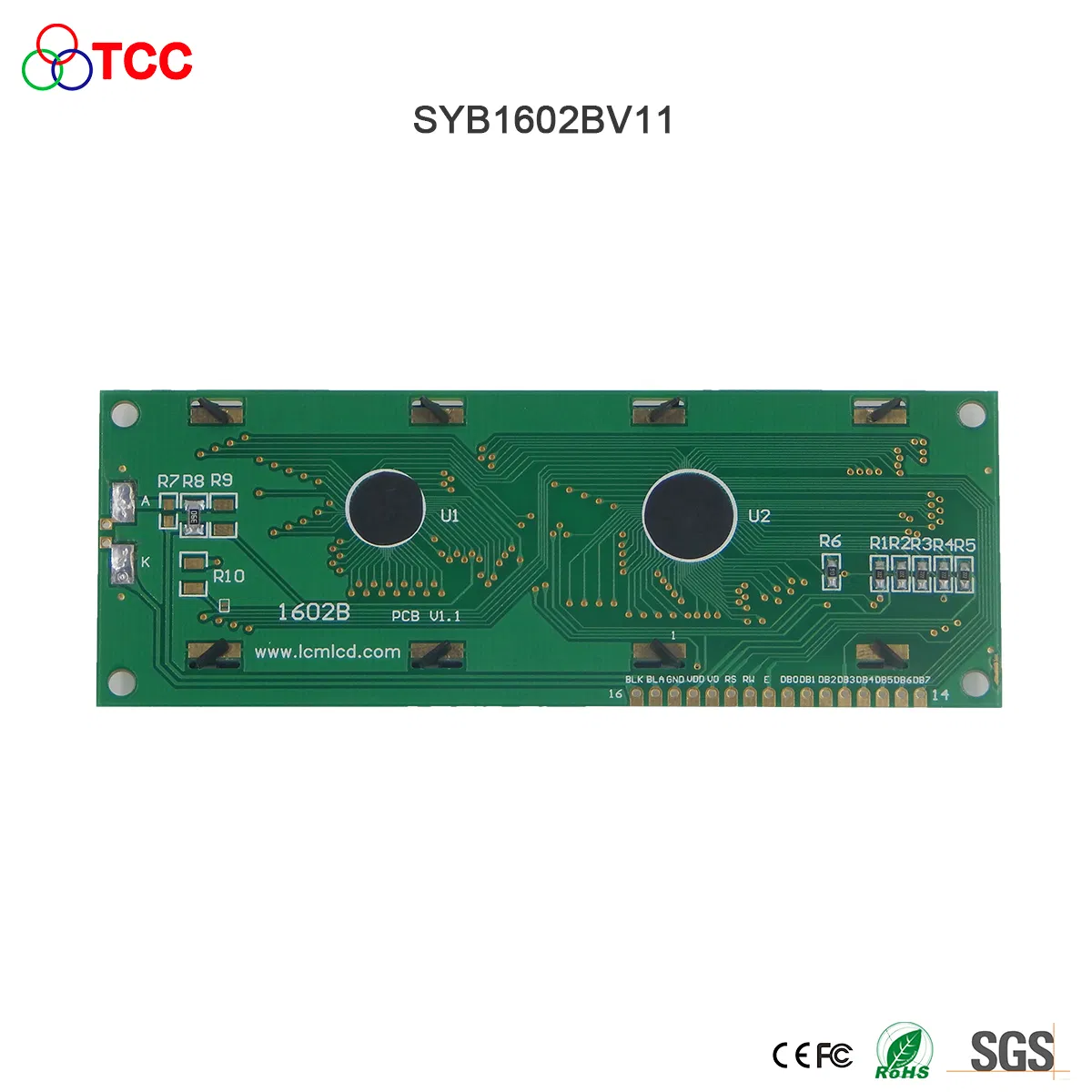 ЖК-модуль SYB1602BV11-1, 16x2, желто-зеленый