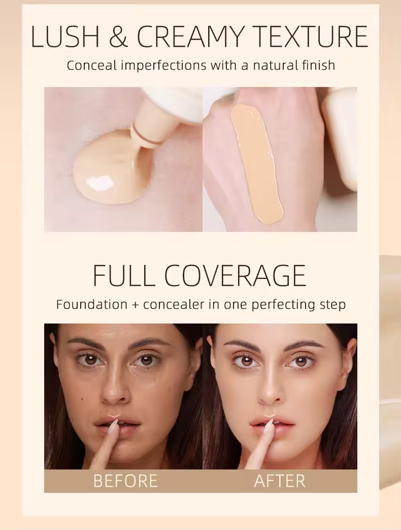 Cosmetics OEM Makeup Set Foundation and Foundation Brush 2 in 1 Set Private Label Liquid Foundation Professional Makeup Manufacturers