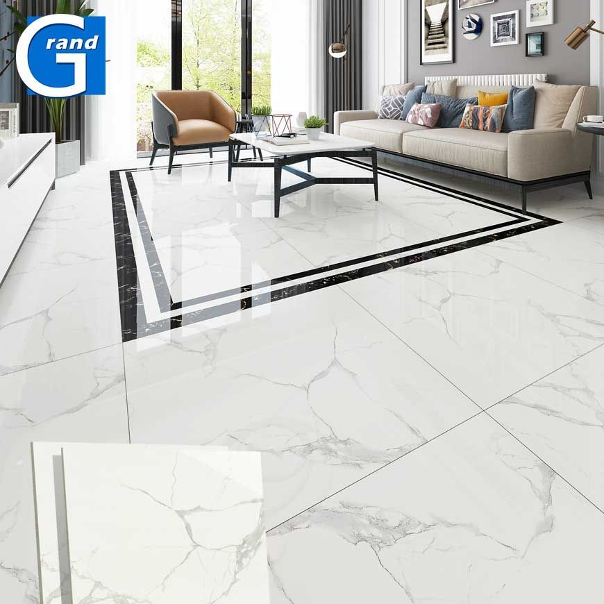 Foshan First Choice Bathroom Natural Cararra White Marble Full Polished Glazed Vitrified Ceramic Porcelain Wall Flooring Tiles