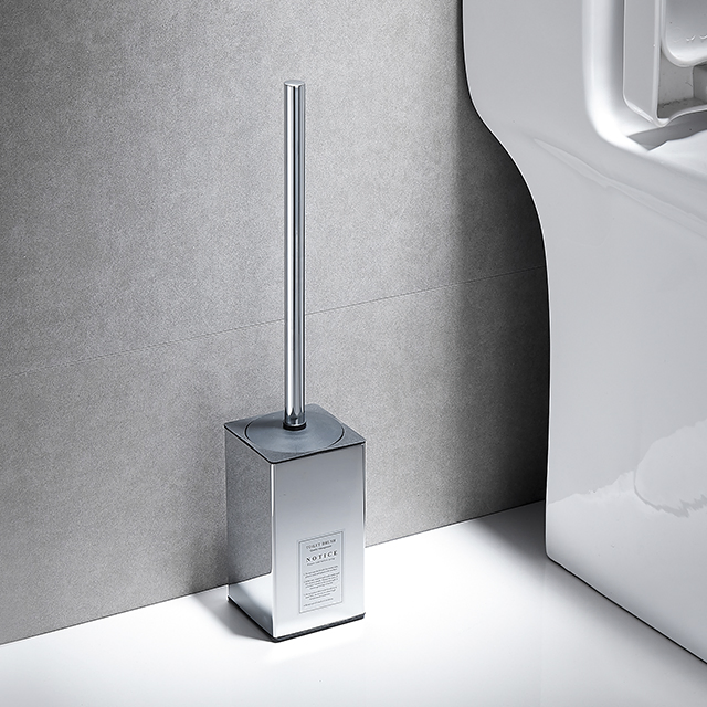 Light Luxury SUS304 Bathroom Accessories Floor Stand Square Chrome Toilet Brush Holder