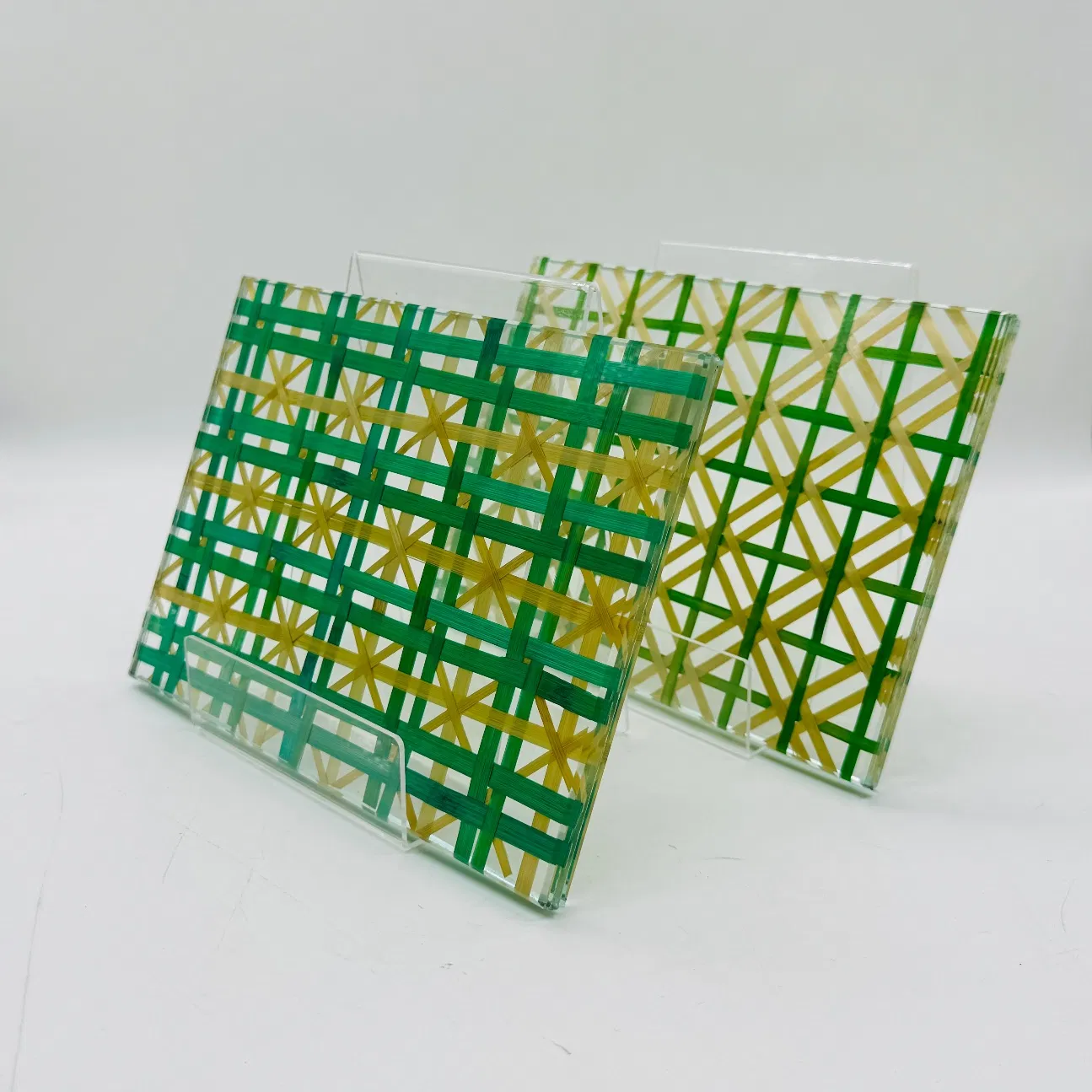 Guangzhou Decorative Art Building Wired Bamboo Woven Tempered Safety Laminated Glass