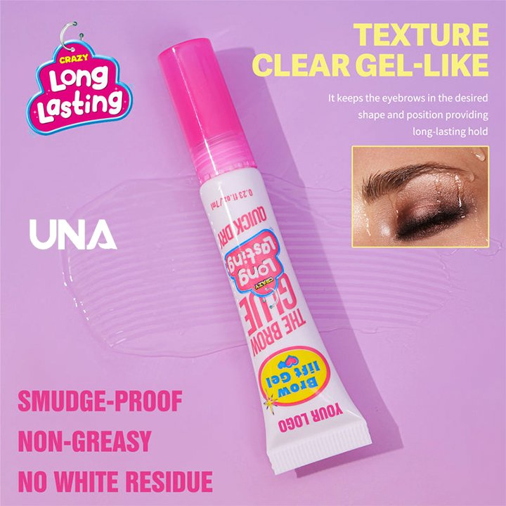 Private Label Clear Brow Liquid Gel Customized Waterproof Fixing Browgel Wild Eye Brow Setting Lifting Gel