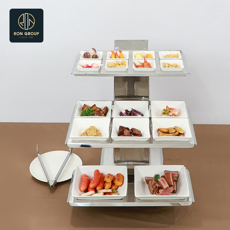 Commercial Stylish Multi-Tier Buffet Rack for Elegant Dining Displays