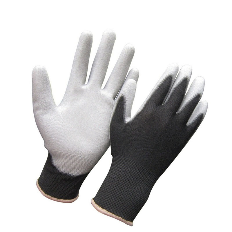 Grey PU Palm Coated Safety Work Gloves