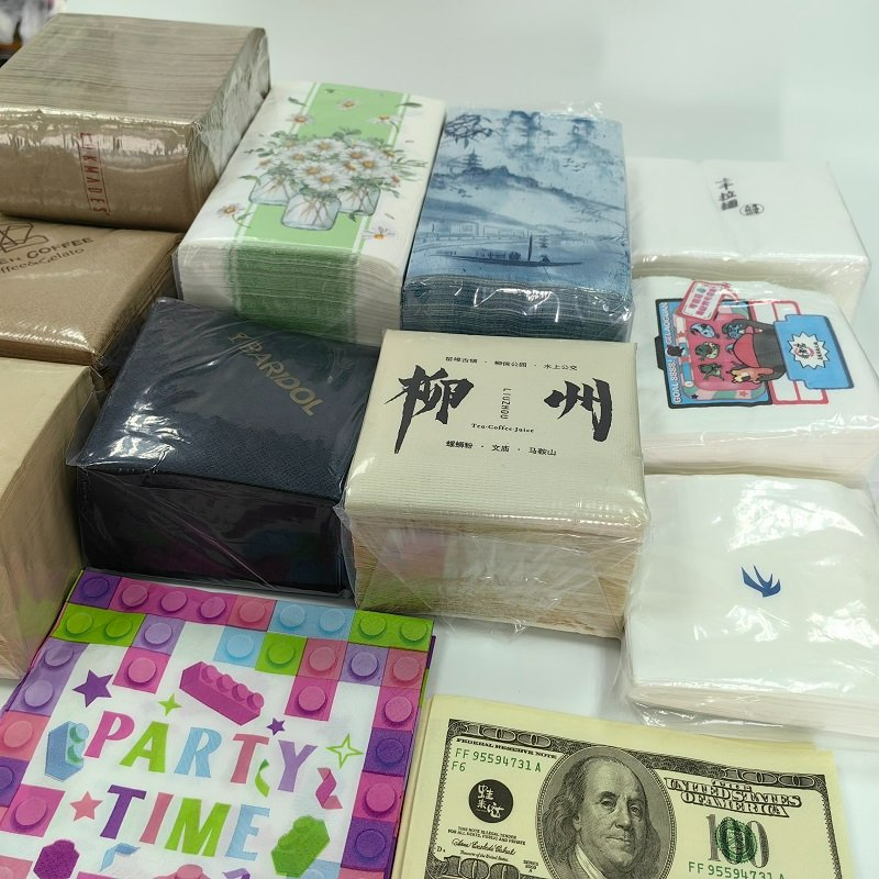 Disposable Custom Hotel Milk Tea Restaurant Bulk Square Tissue Paper Napkin