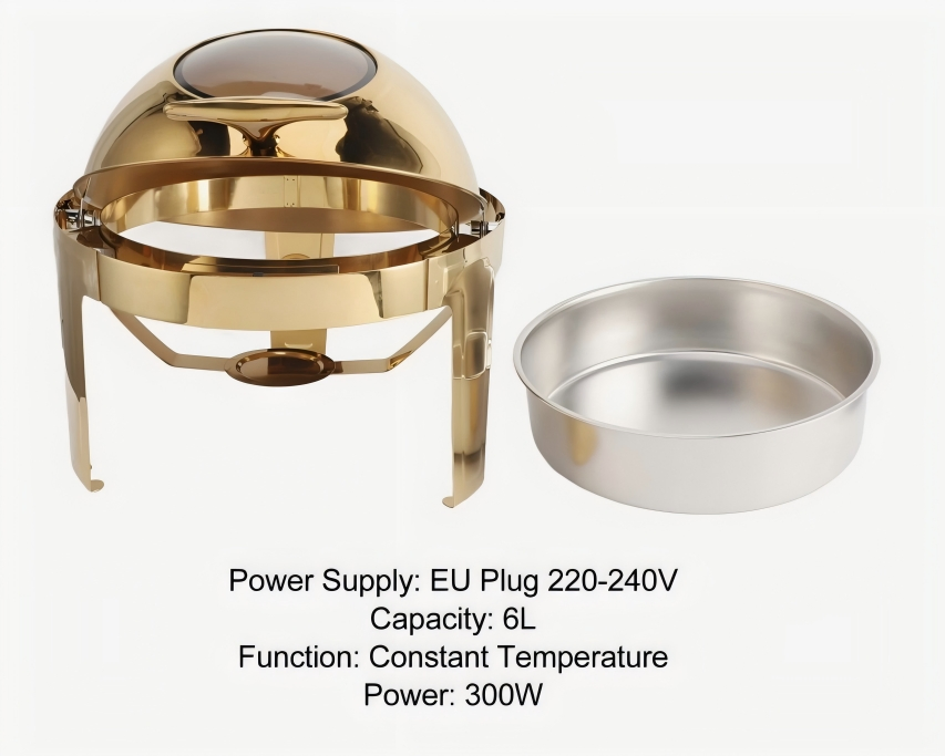 Restaurant 9L Full Gold Rectangle Food Warmer Heating Chafer Chafing Dish