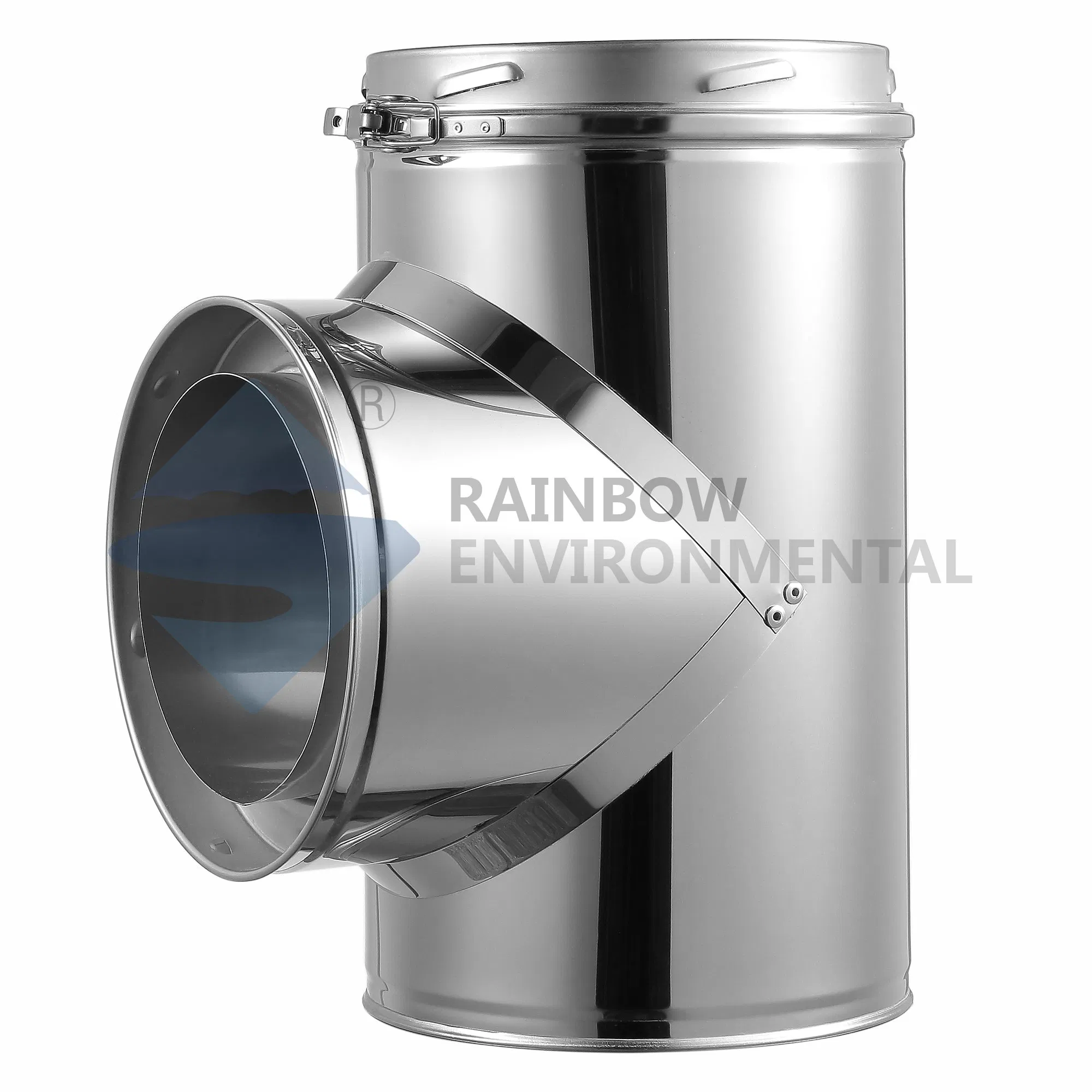 Fireplace Flue Double Wall Stainless Steel Chimney Pipe 135 Degree Tee with Cap