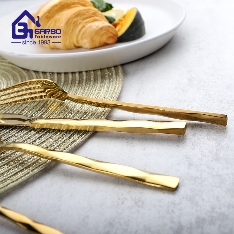 Garbo Handled PVD Golden Dinner Fork Ss410 High Quality Steak Fork
