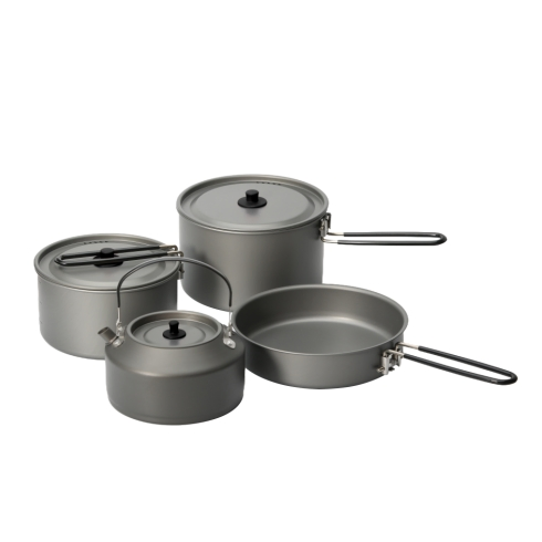 Light Weight Aluminum Campact Design Outdoor Cookware Set 3PCS 4PCS with Storage Bag