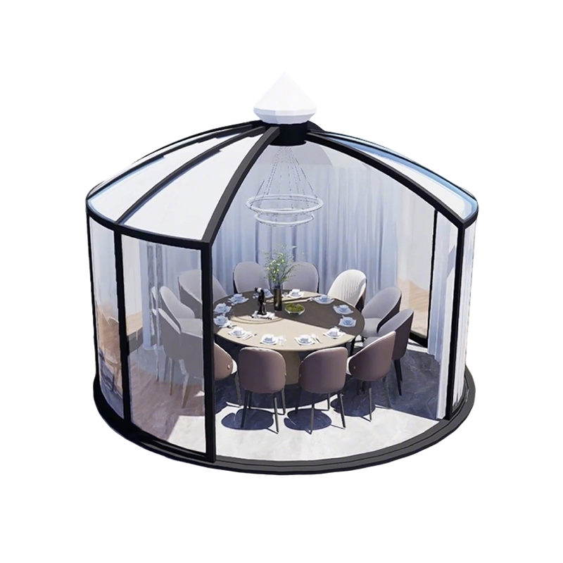 Modern Aluminum Outdoor Prefabricated Restaurant Curtain and LED Lighting Option Decoration Restaurant