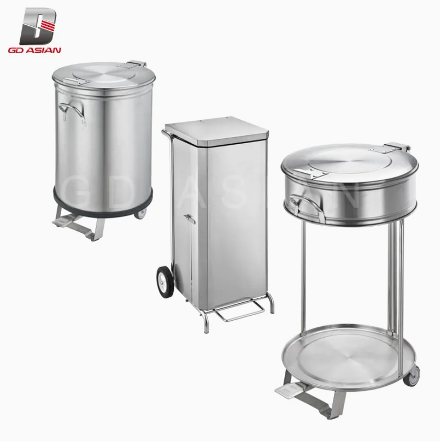 50L Stainless Steel Waste Bins Commercial Garbage Bin Dustbin for Kitchen