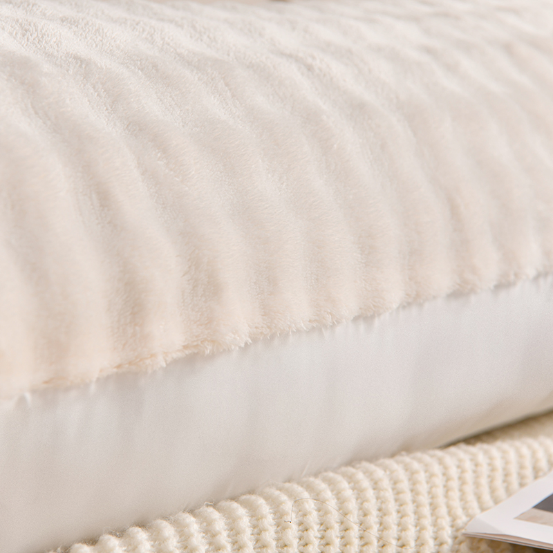 Luxury Plush Man-Made Fur Long Pillowcase Solid Color Hotel Pillow Cover